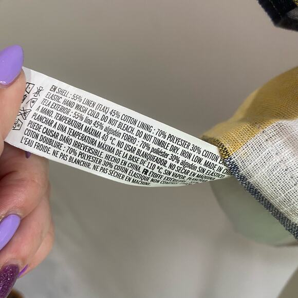 English Factory Short Sleeve Ruffled Cold Shoulder Plaid Top Size XS - Picture 10 of 11